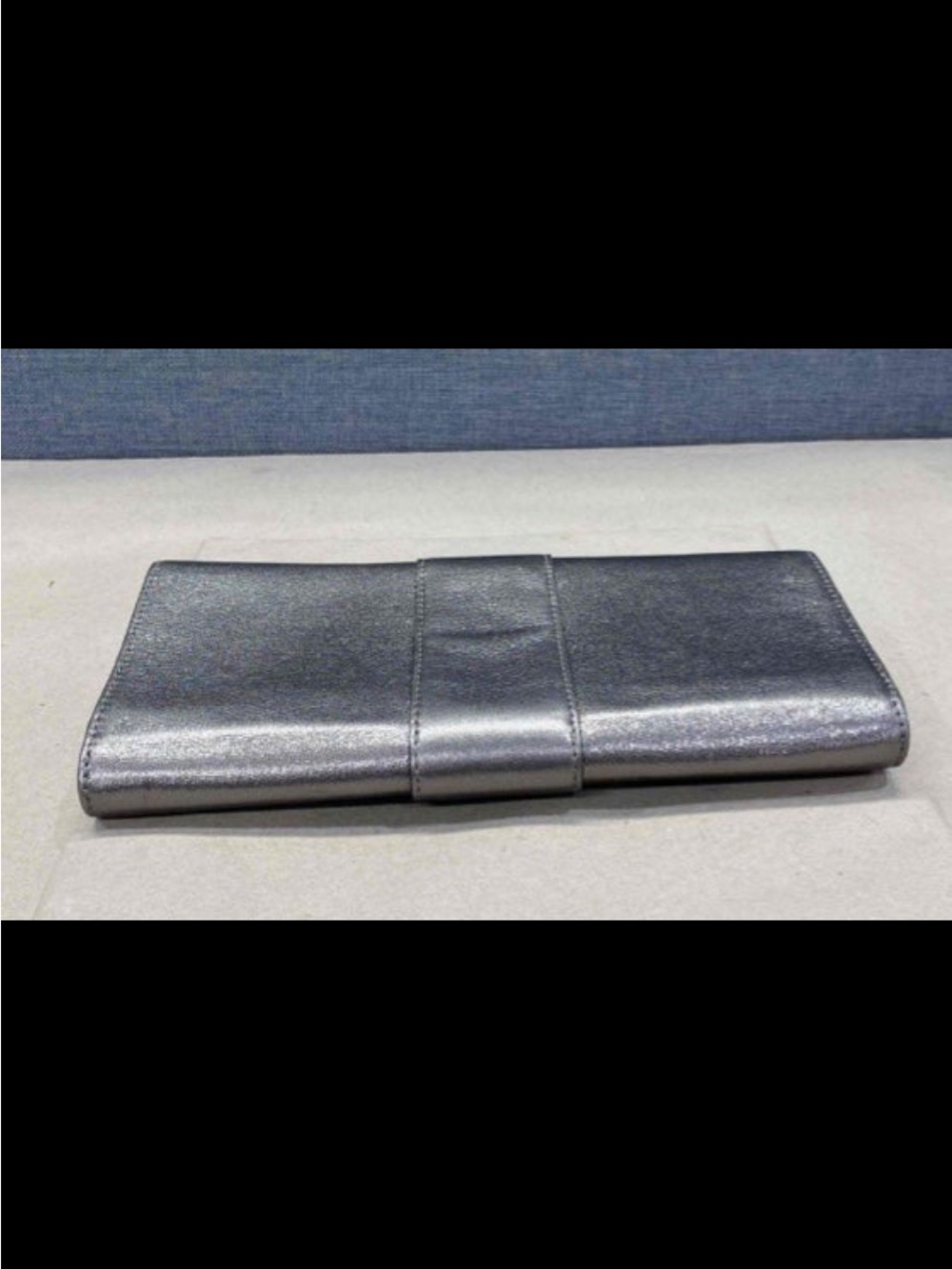 Michael Kors Metallic Gunmetal Leather Clutch with Buckle - Picture 6 of 9